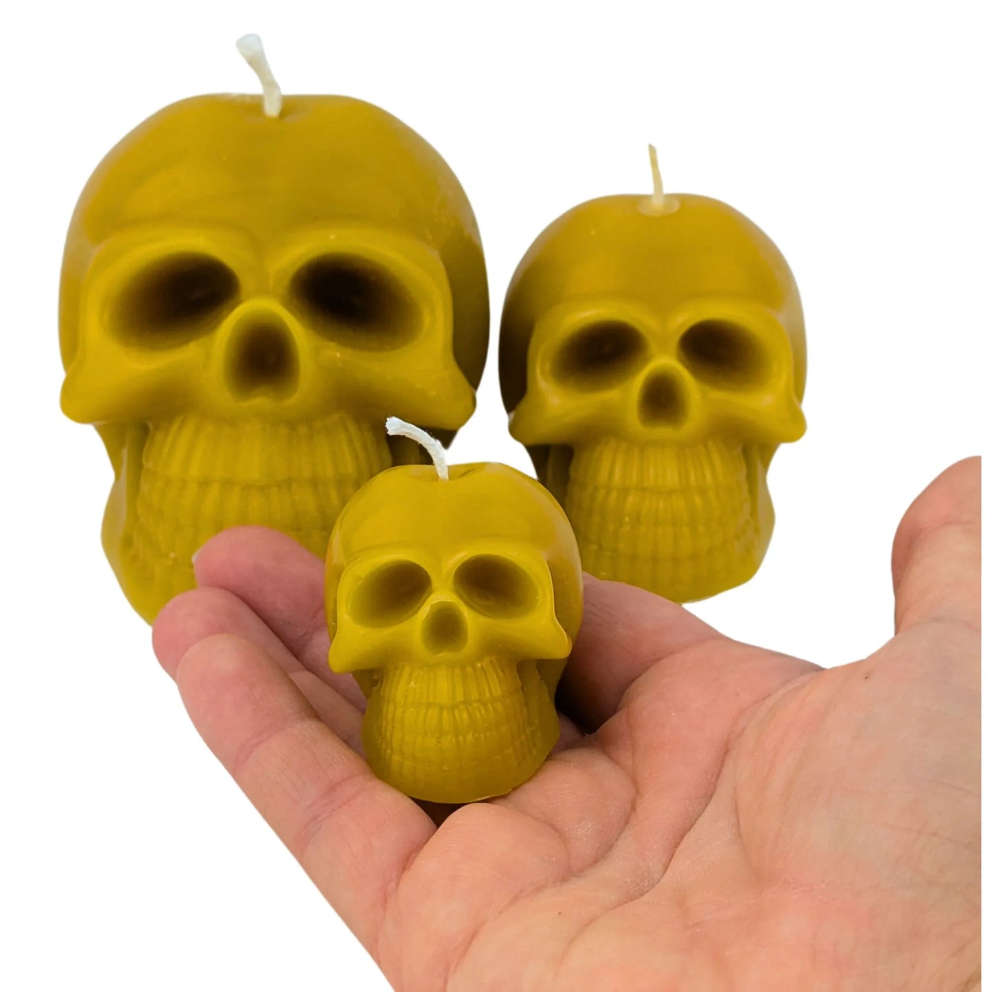 Handcrafted Skull Beeswax Candle Trio – Gothic Décor for Halloween & Everyday Elegance