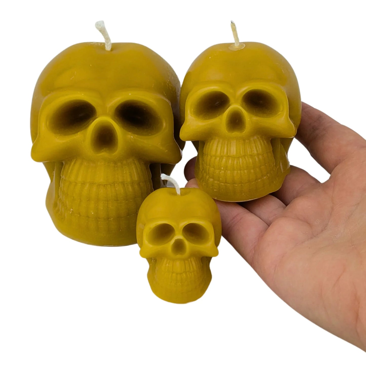 Handcrafted Skull Beeswax Candle Trio – Gothic Décor for Halloween & Everyday Elegance