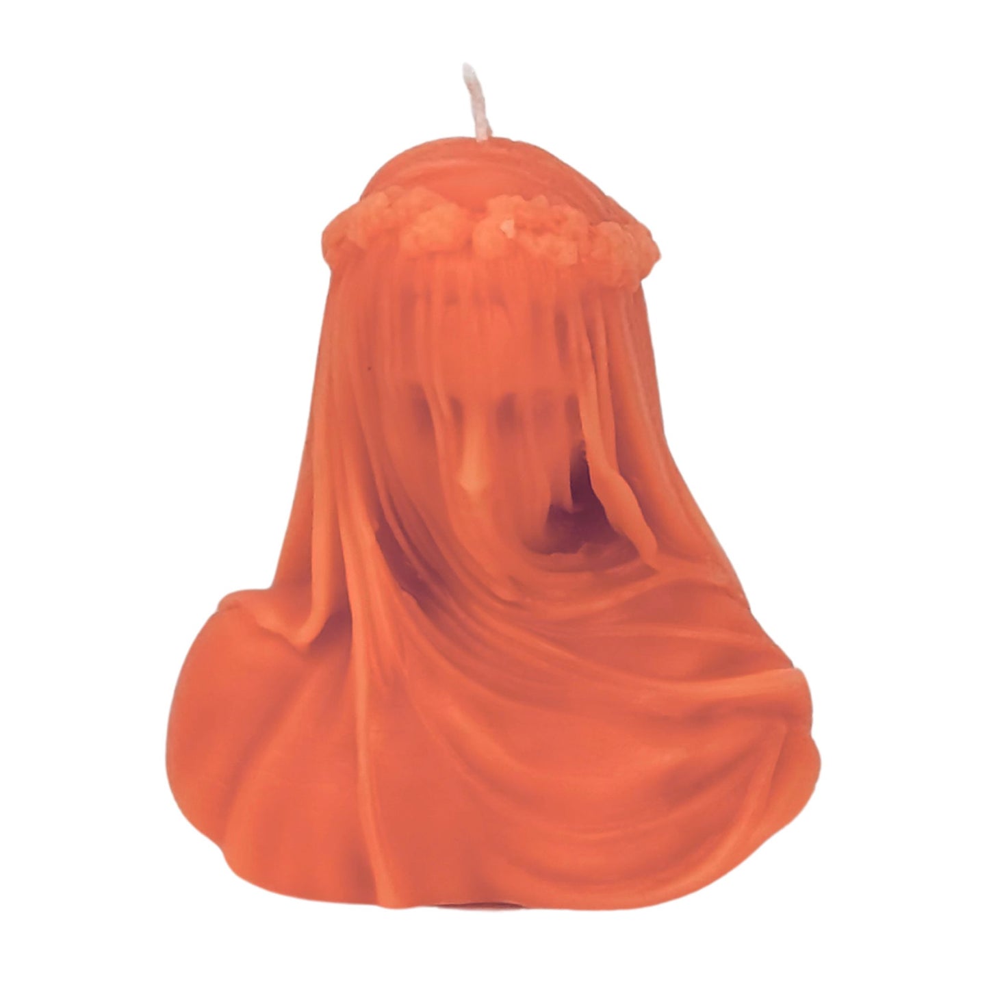 Natural Beeswax Veiled Virgin Candle – Inspired by Classic Sculpture, Clean Burning