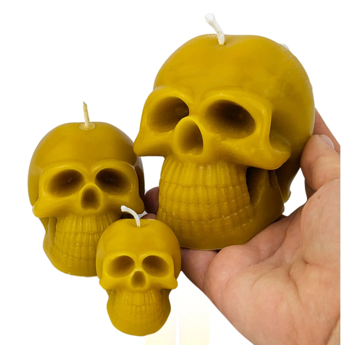 Handcrafted Skull Beeswax Candle Trio – Gothic Décor for Halloween & Everyday Elegance