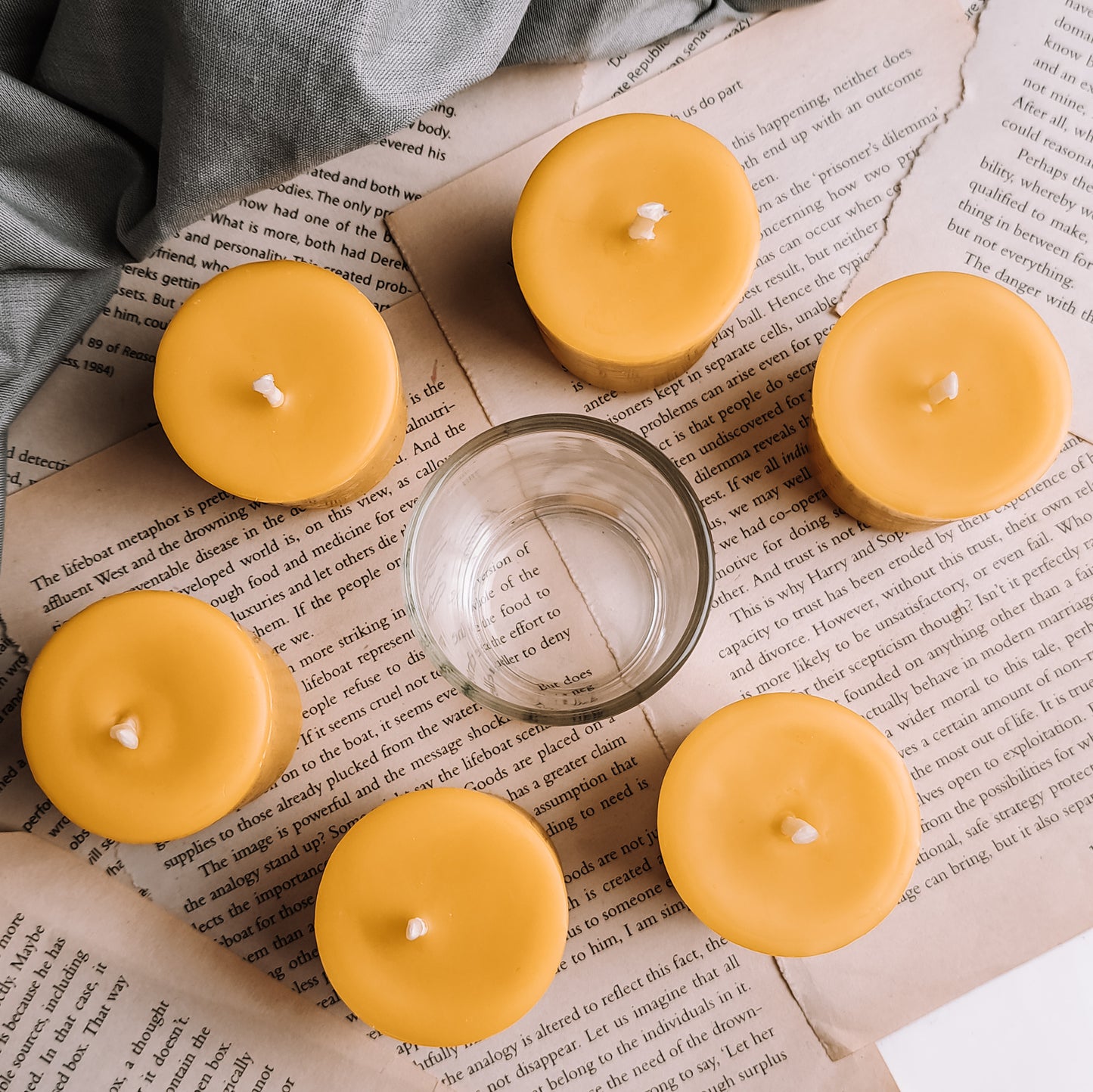 Beeswax Votive candle, long burning time, pure beeswax candles, handmade in the UK, bees wax votives beeswaxcandle.co.uk