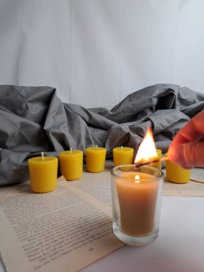 Beeswax Votive candle, long burning time, pure beeswax candles, handmade in the UK, bees wax votives