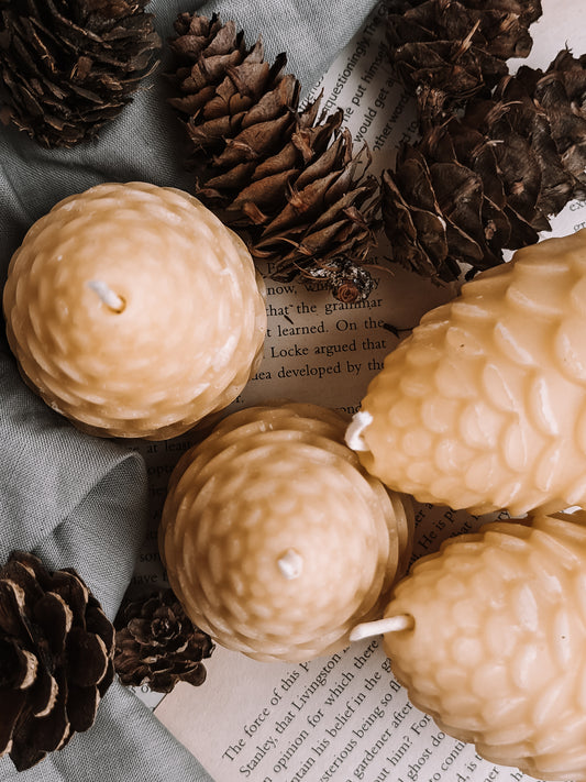 Pure Beeswax Pinecone candle, 3d pine cone candle beeswaxcandle.co.uk