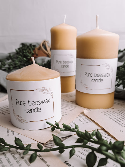 Pure Beeswax Church Pillar candles, 100% beeswax, organic cotton wick candle  - Handmade in UK beeswaxcandle.co.uk