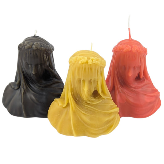 Handcrafted Veiled Lady Beeswax Candle – Pure, Elegant & Artistic Home Décor