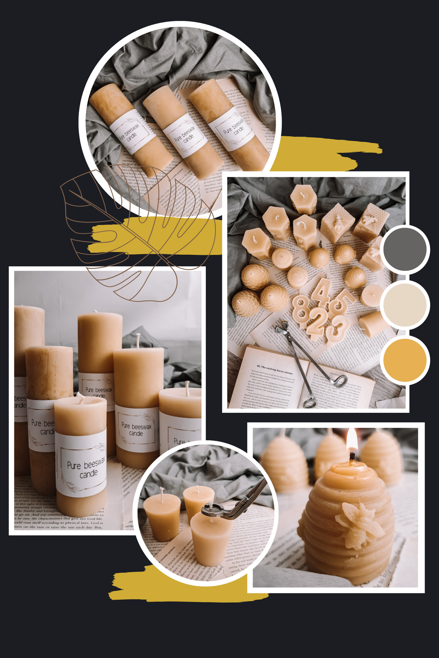 natural Beeswax candles in shape rose, handmade of craft candles