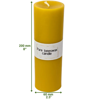 Handmade Beeswax Pillar Candle – Pure, Slow Burning & Non-Toxic