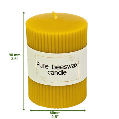 Handcrafted Fluted Beeswax Pillar Candle – Elegant & Long-Lasting Burn