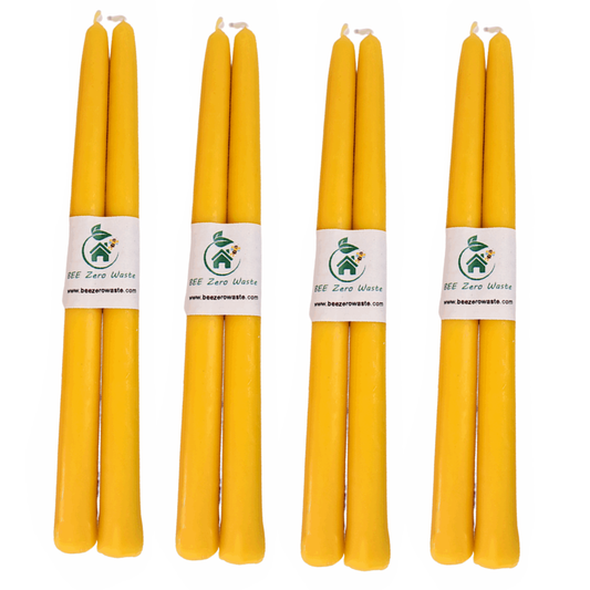 Handmade Beeswax Taper Candles -  4-Pair Bundle