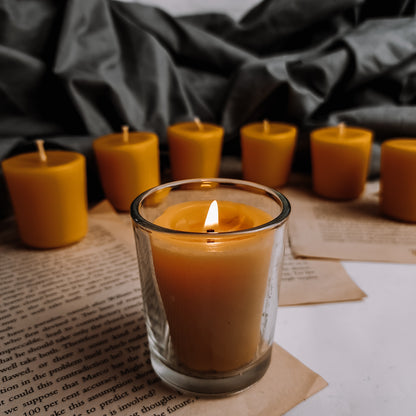 Beeswax Votive candle, long burning time, pure beeswax candles, handmade in the UK, bees wax votives beeswaxcandle.co.uk