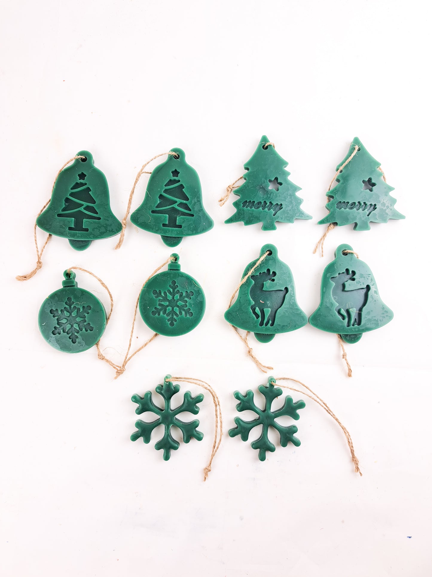 Beeswax Christmas Tree Ornaments, set of 10 or 15 decorations , unscented beeswaxcandle.co.uk