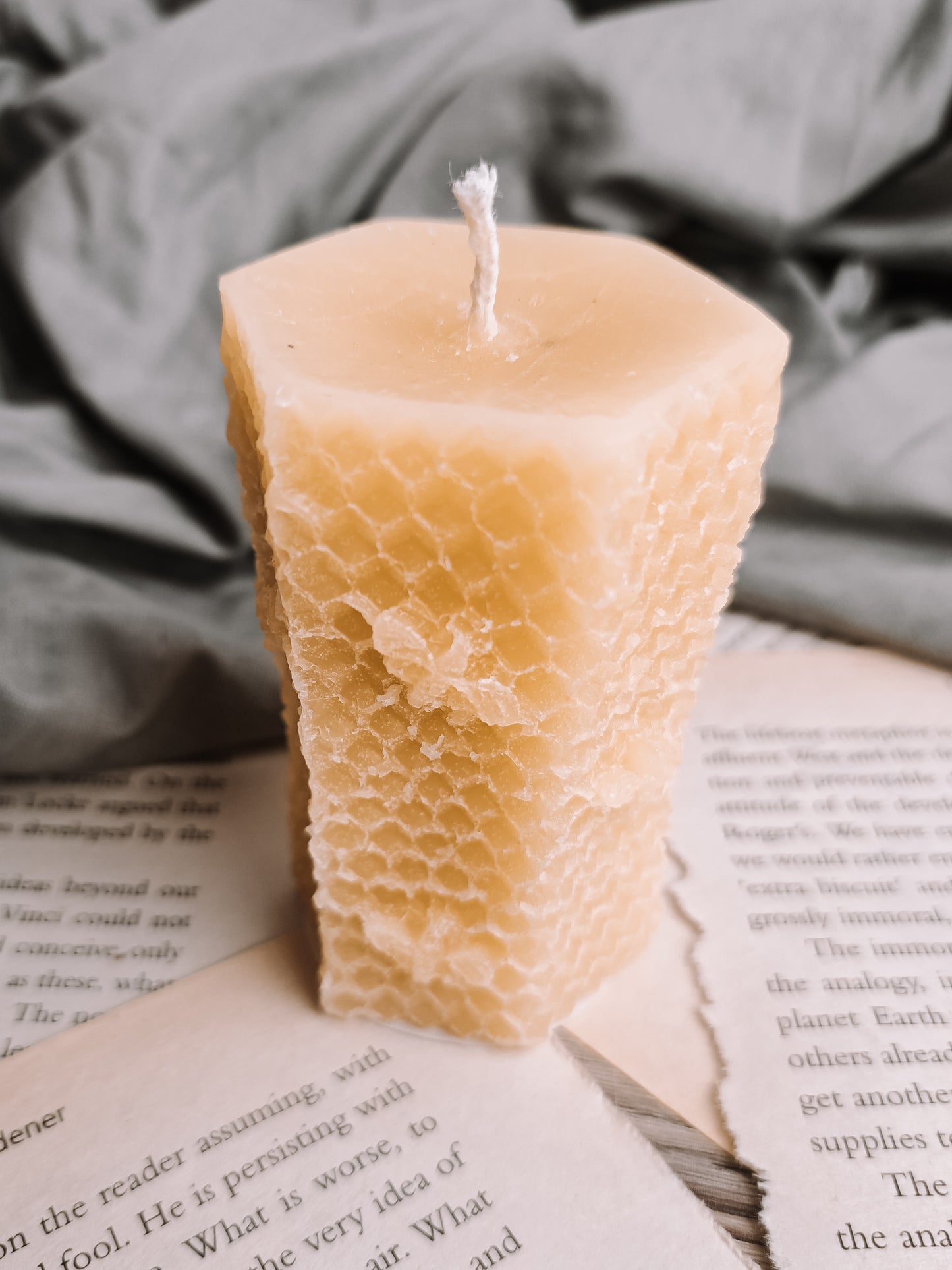 Pure Beeswax Hexagonal 3D candle, handmade in UK beeswaxcandle.co.uk