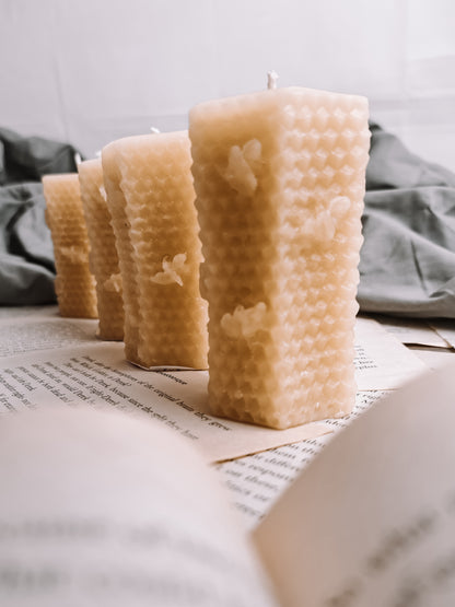 Pure Beeswax Hexagonal 3D candle, handmade in UK beeswaxcandle.co.uk