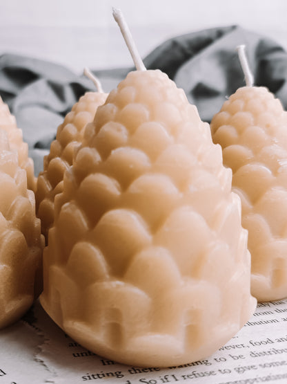 Pure Beeswax Pinecone candle, 3d pine cone candle beeswaxcandle.co.uk