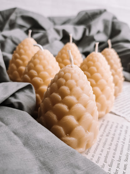 Pure Beeswax Pinecone candle, 3d pine cone candle beeswaxcandle.co.uk