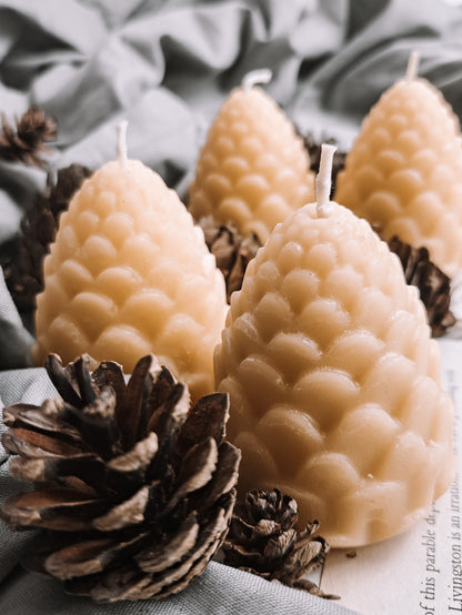 Pure Beeswax Pinecone candle, 3d pine cone candle beeswaxcandle.co.uk